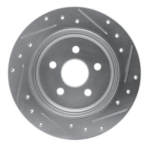Chrysler PT Cruiser Brake Rotor (1) - Rear Left - R1 Concepts - Drilled & Slotted - Silver - `03-`10